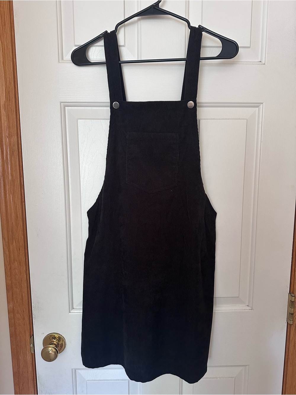 SHEIN Black Corduroy Pinafore Overall Dress